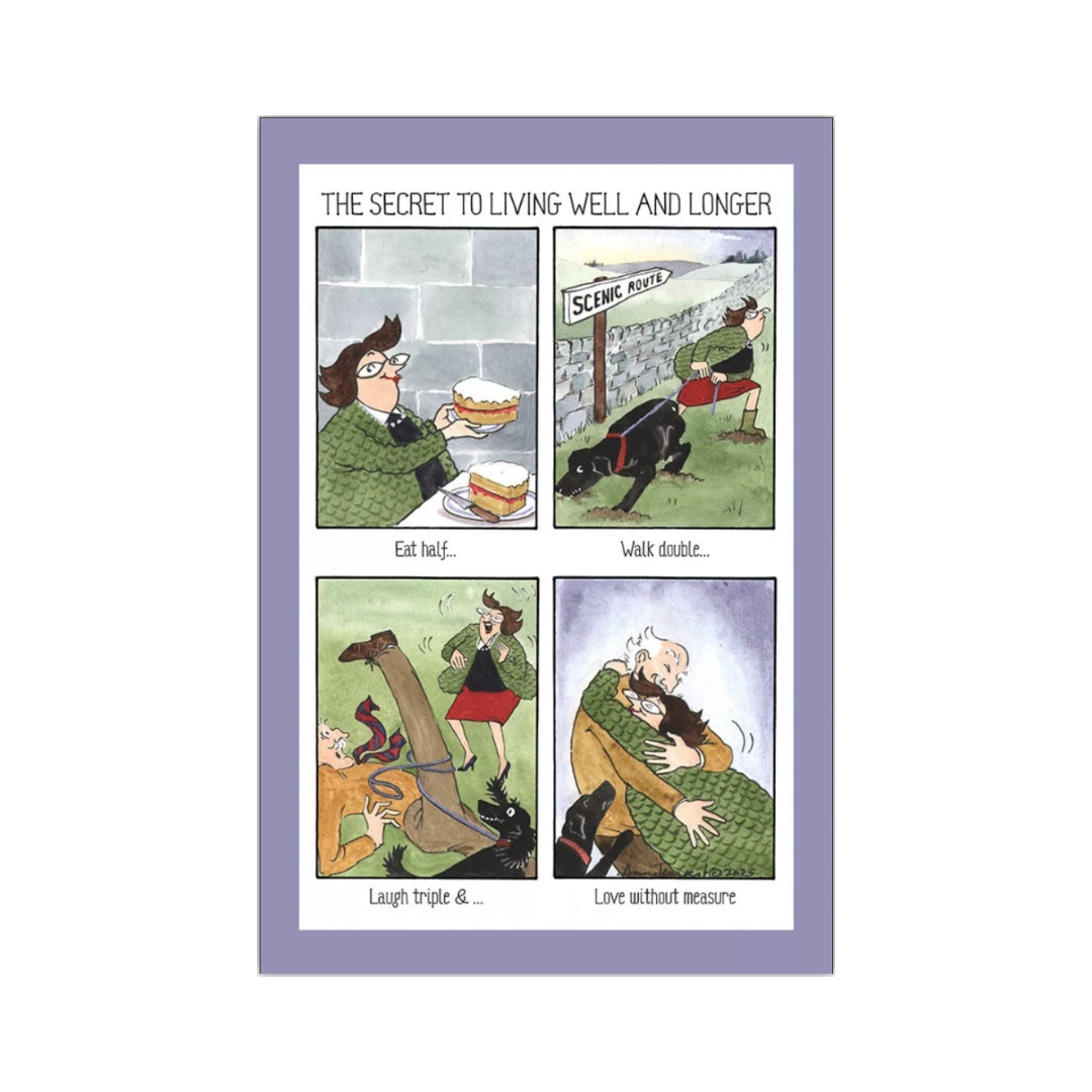 'The Secret to Living Well' Tottering Tea Towel