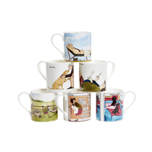 Set of Six Tottering-by-Gently fine bone china mugs