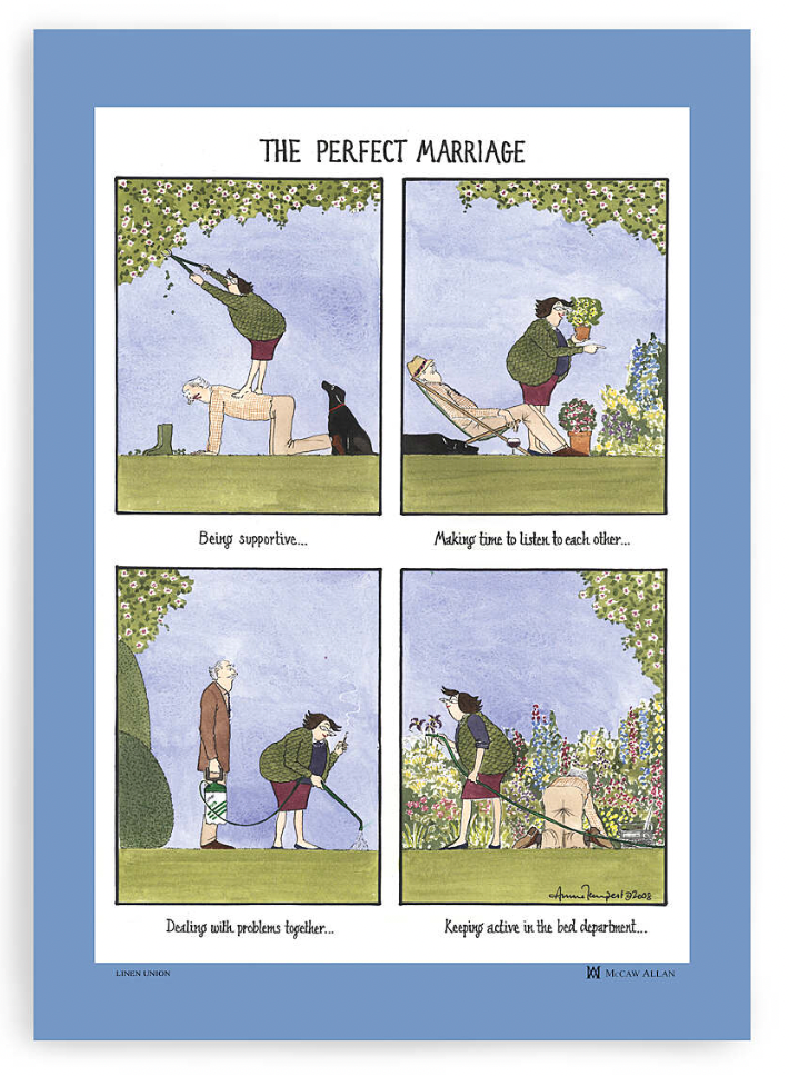 'The Perfect Marriage' Tottering Tea Towel