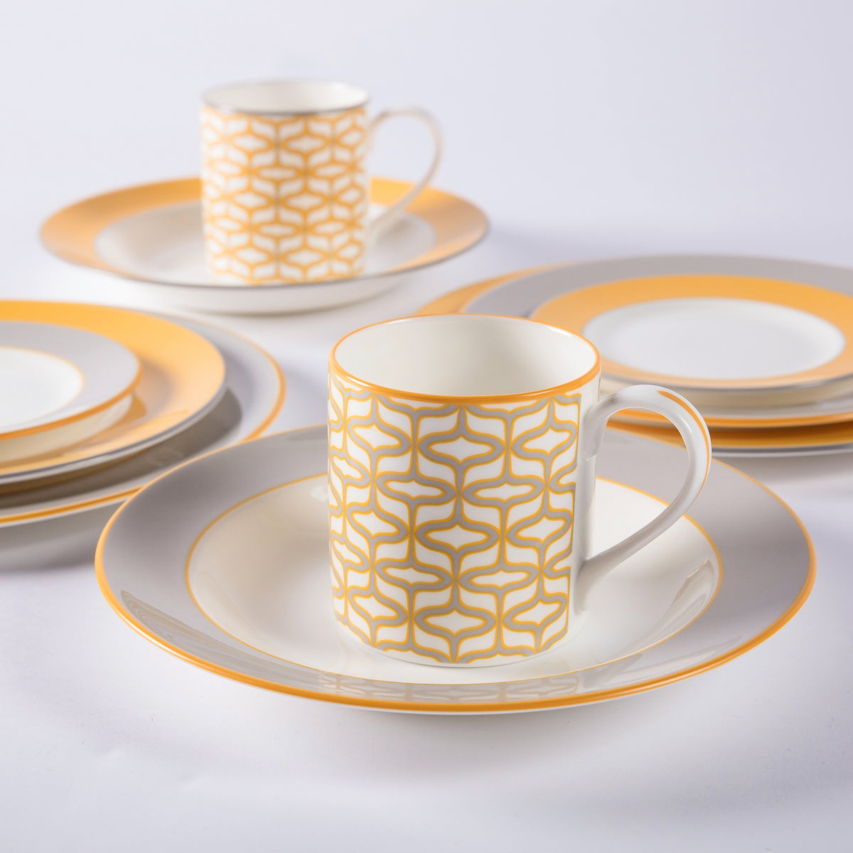 Smoke fine bone china rimmed soup bowl