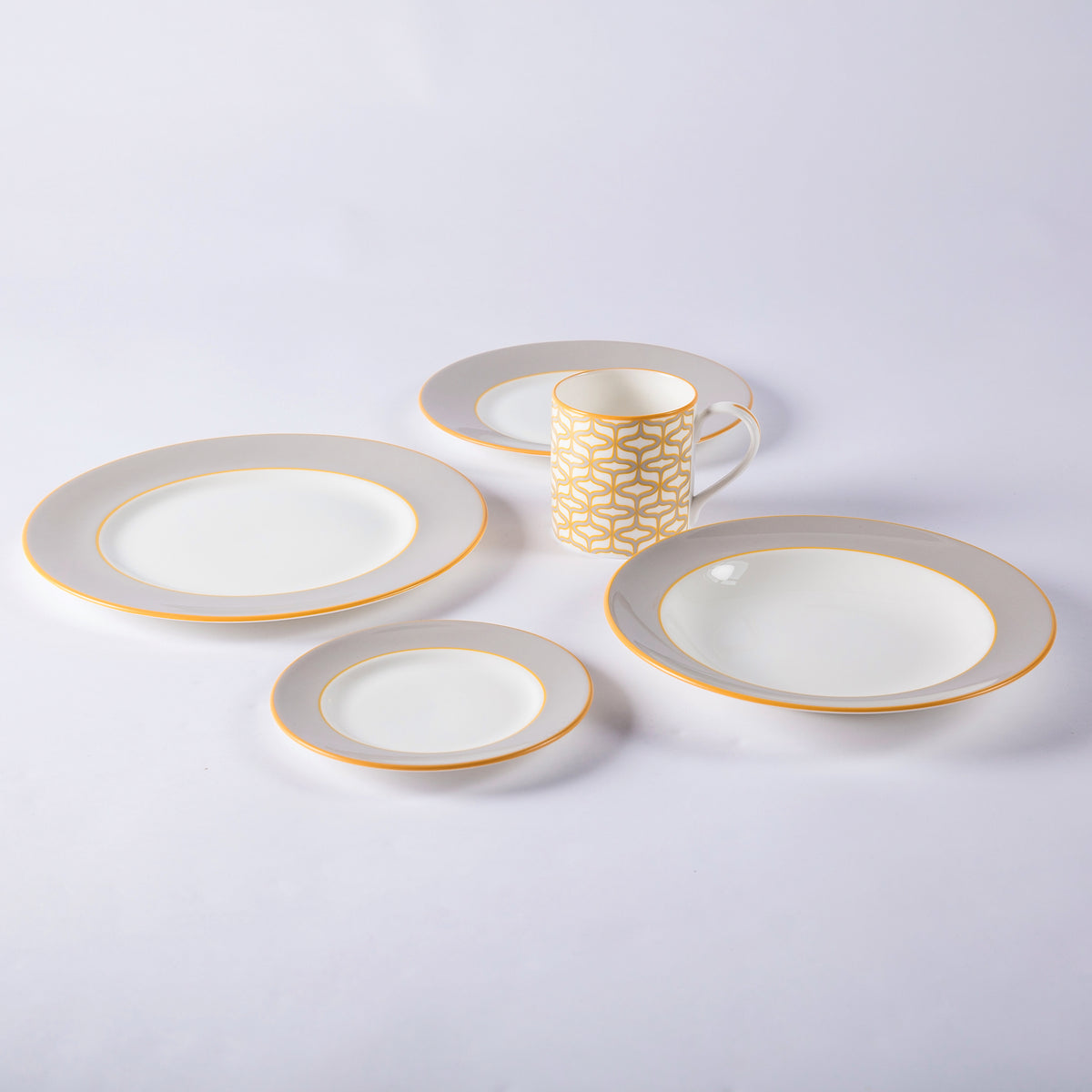Smoke fine bone china rimmed soup bowl