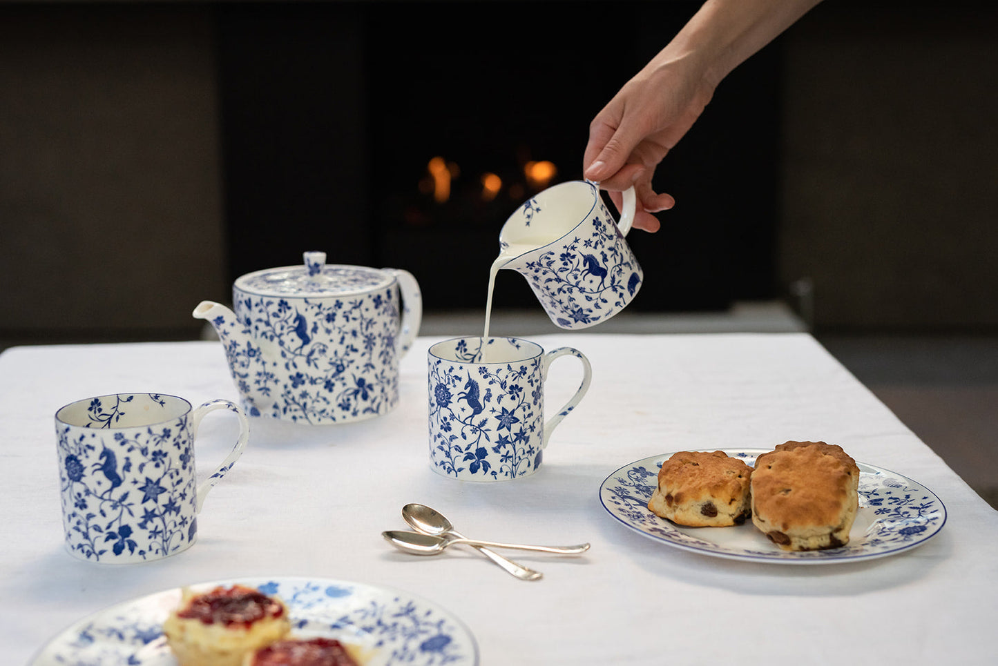 Millefleur fine bone china milk jug & two mugs