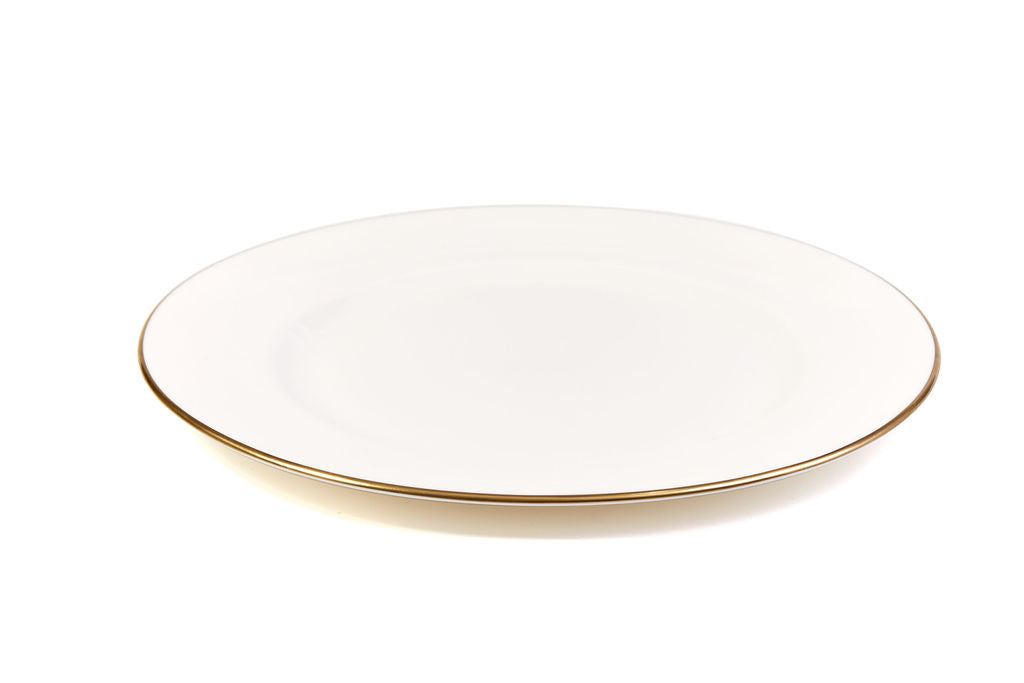 Gilded white fine bone china dinner plate