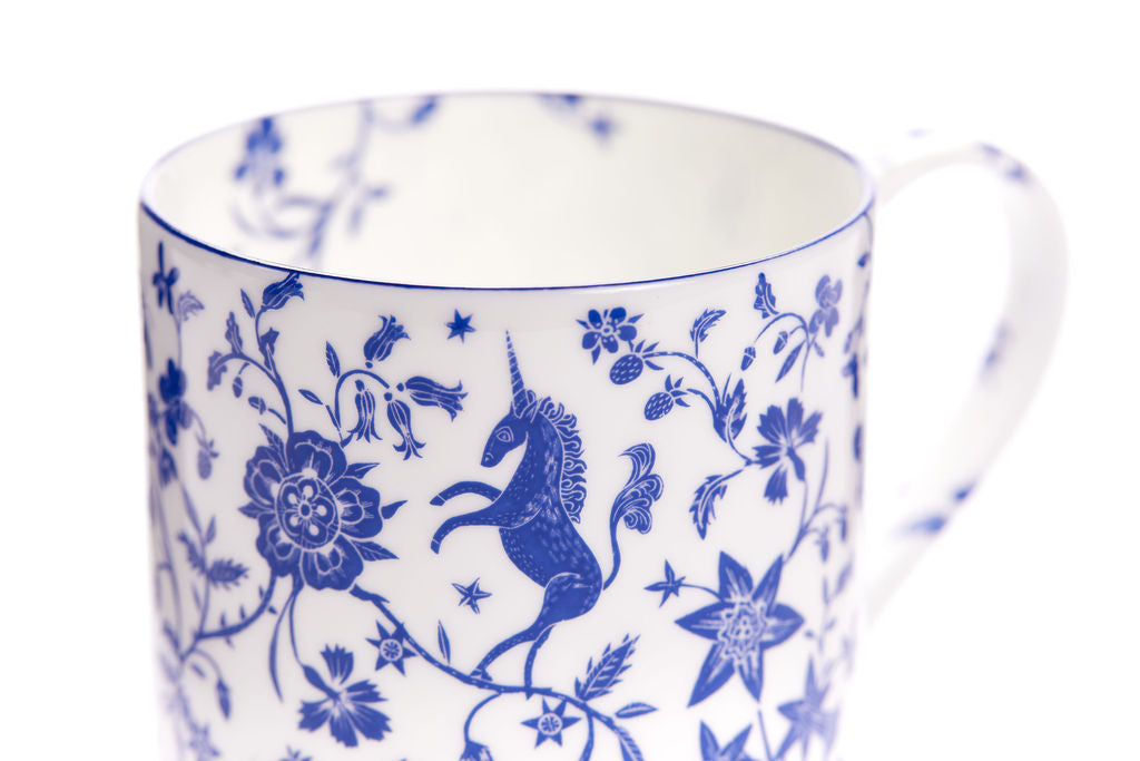 Set of six Millefleur fine bone china mugs