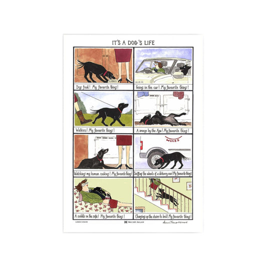 'It's a Dog's Life' Tottering Tea Towel