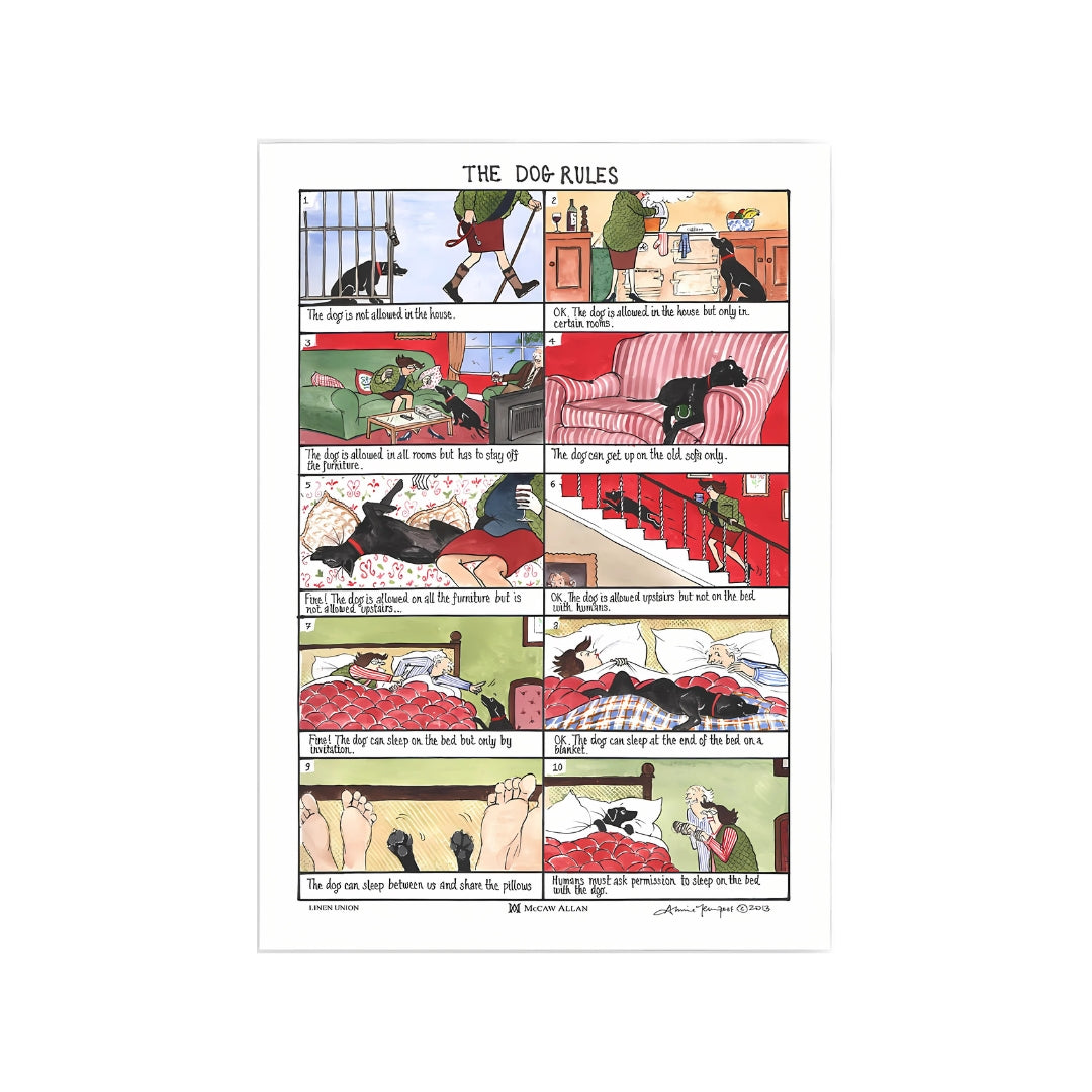 'The Dog Rules' Tottering Tea Towel