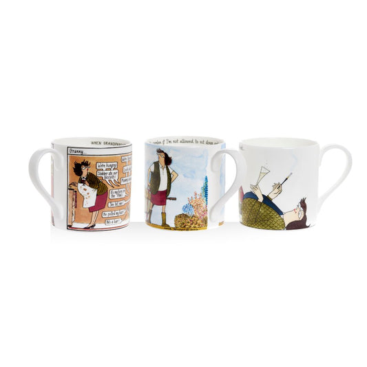 The Domestic Goddess – set of 3 Tottering-by-Gently fine bone china mugs