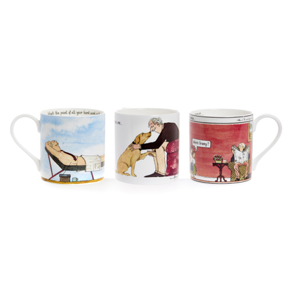 The Old Git – set of 3 Tottering-by-Gently fine bone china mugs