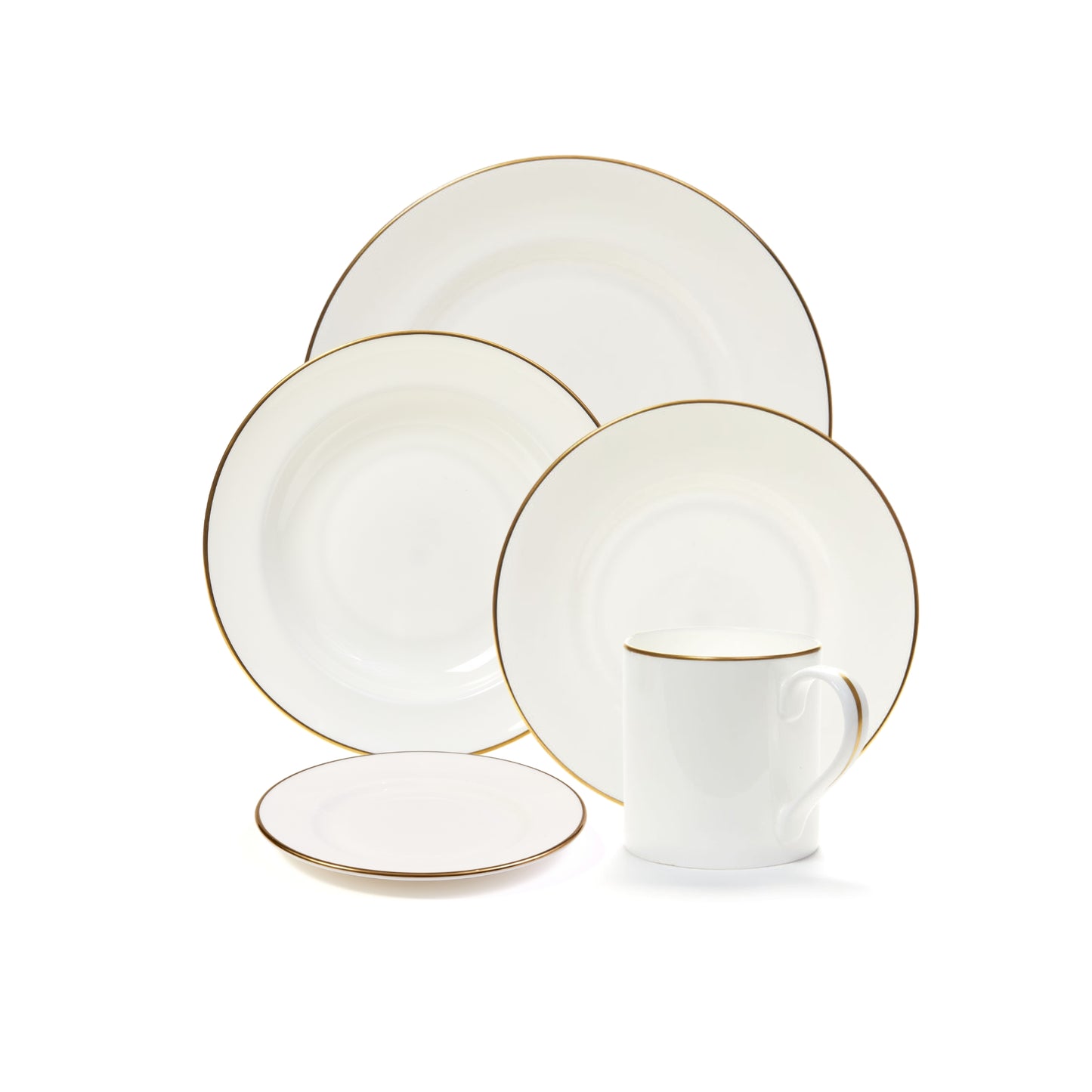 Gold Rim fine bone china dinnerware set