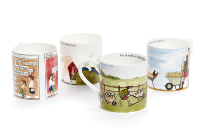 Set of Six Tottering-by-Gently fine bone china mugs