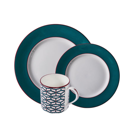Teal fine bone china dinnerware set