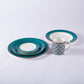 Teal fine bone china pudding plate