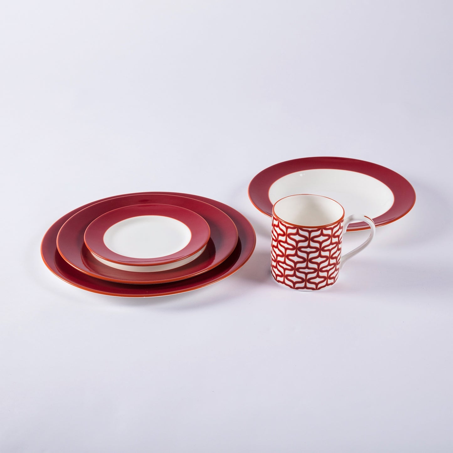 Raspberry fine bone china pudding plate