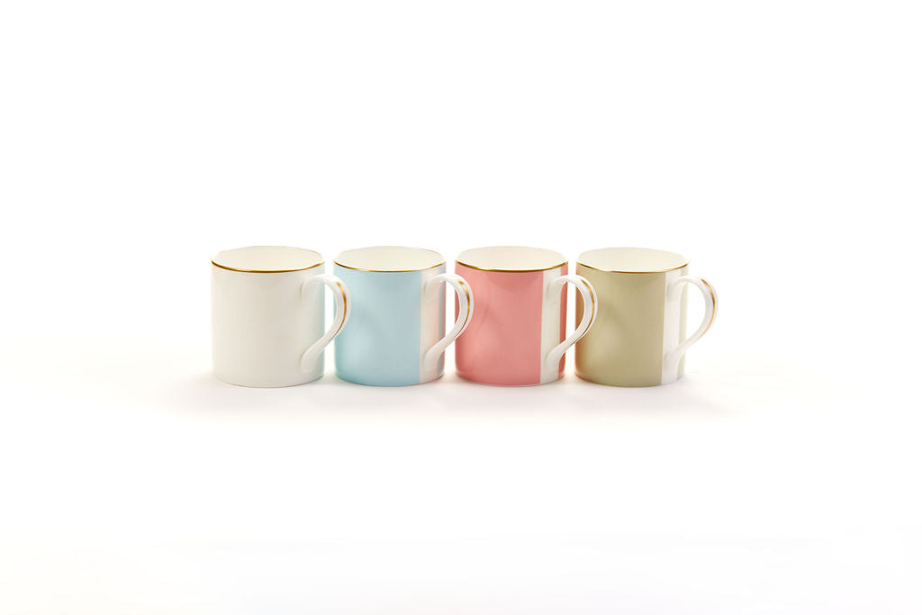 Mixed set of four classic fine bone china mugs