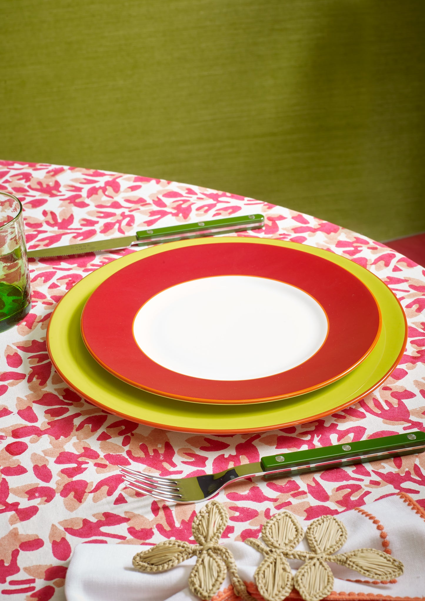 Raspberry fine bone china pudding plate