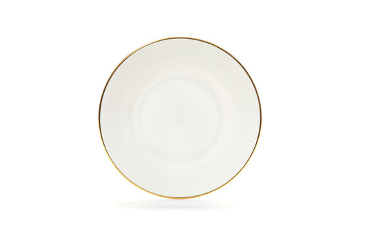 Gilded white fine bone china pudding plate