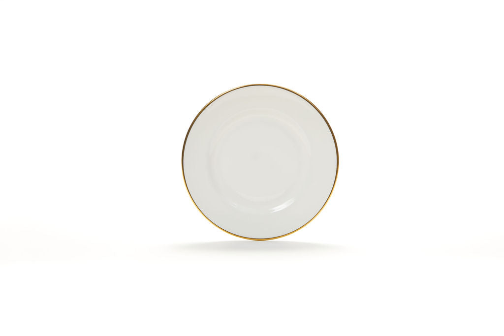 Gilded white fine bone china side plate