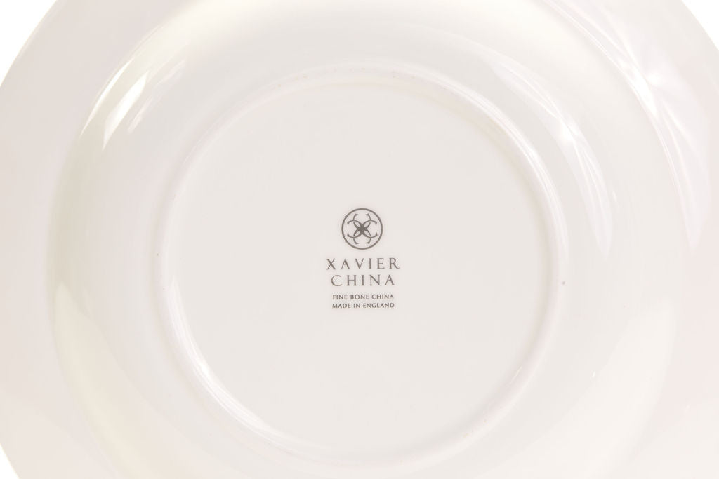 Gilded white fine bone china soup bowl