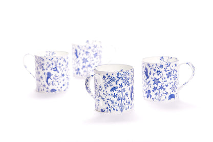 Set of six Millefleur fine bone china mugs