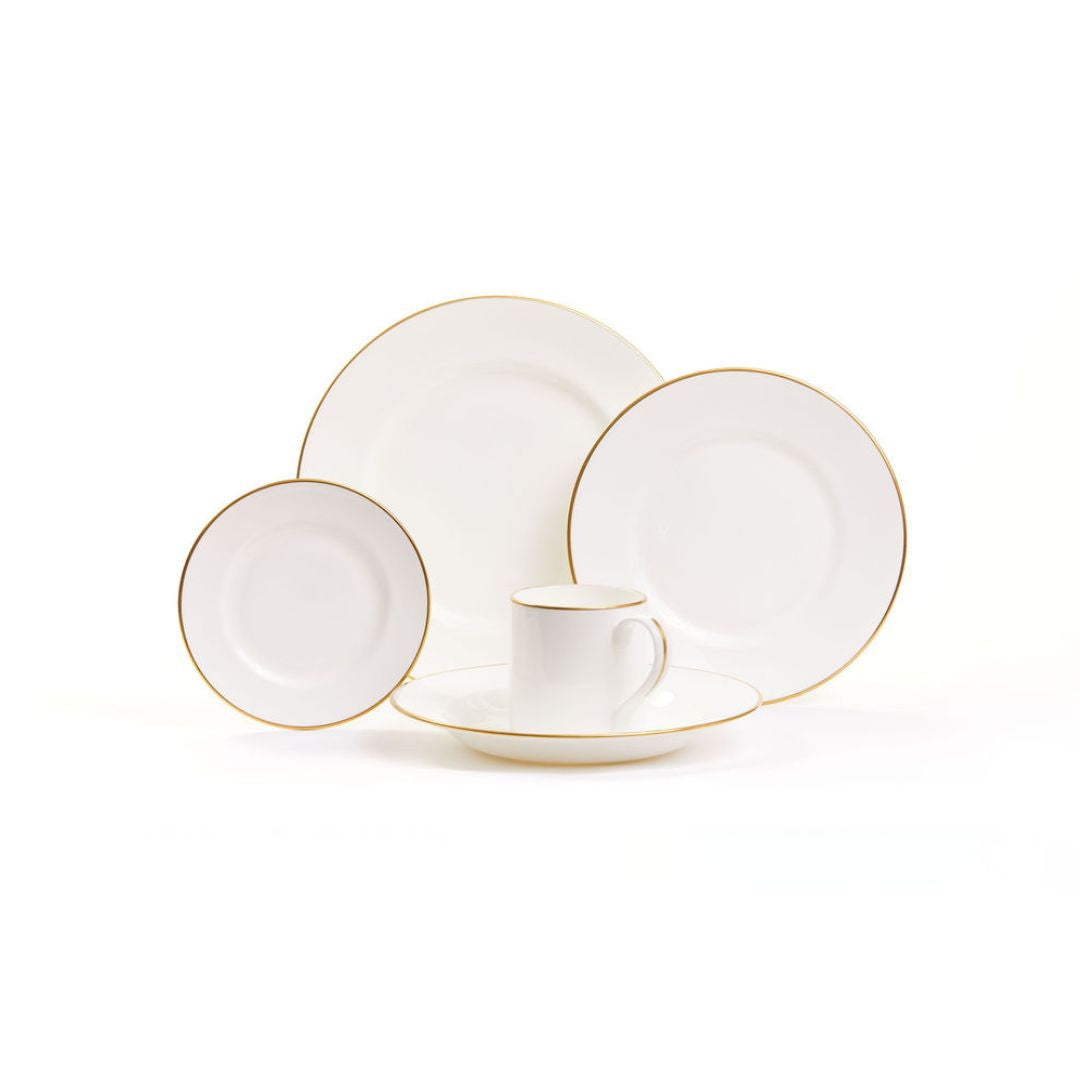 Gilded Classic White fine bone china dinnerware set