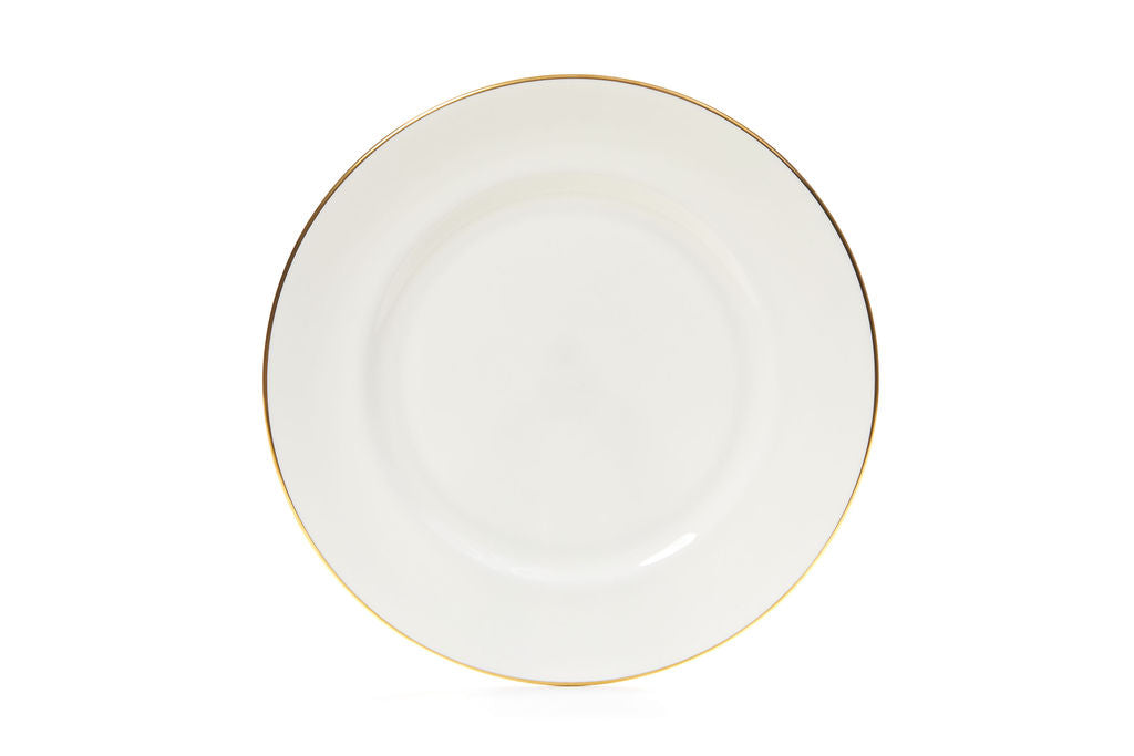 Gilded white fine bone china dinner plate